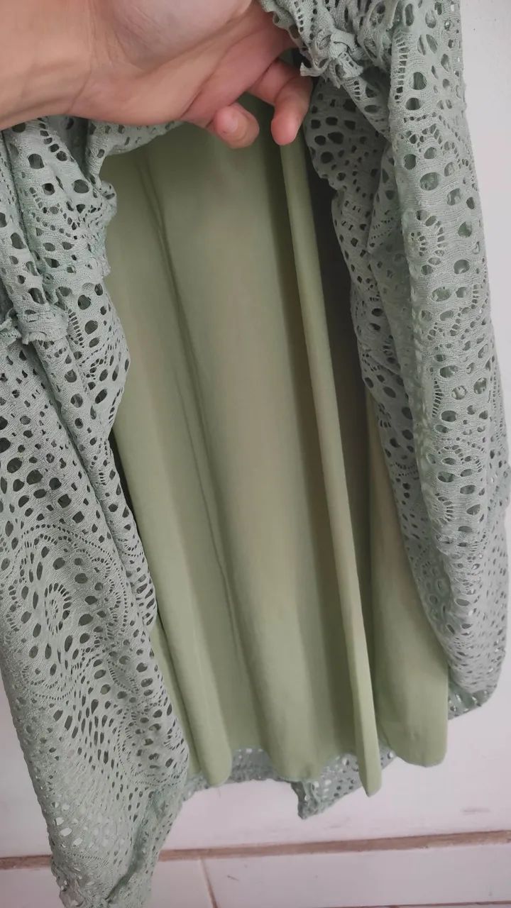 VESTIDO LONGO RENDA VERDE - Foto 5