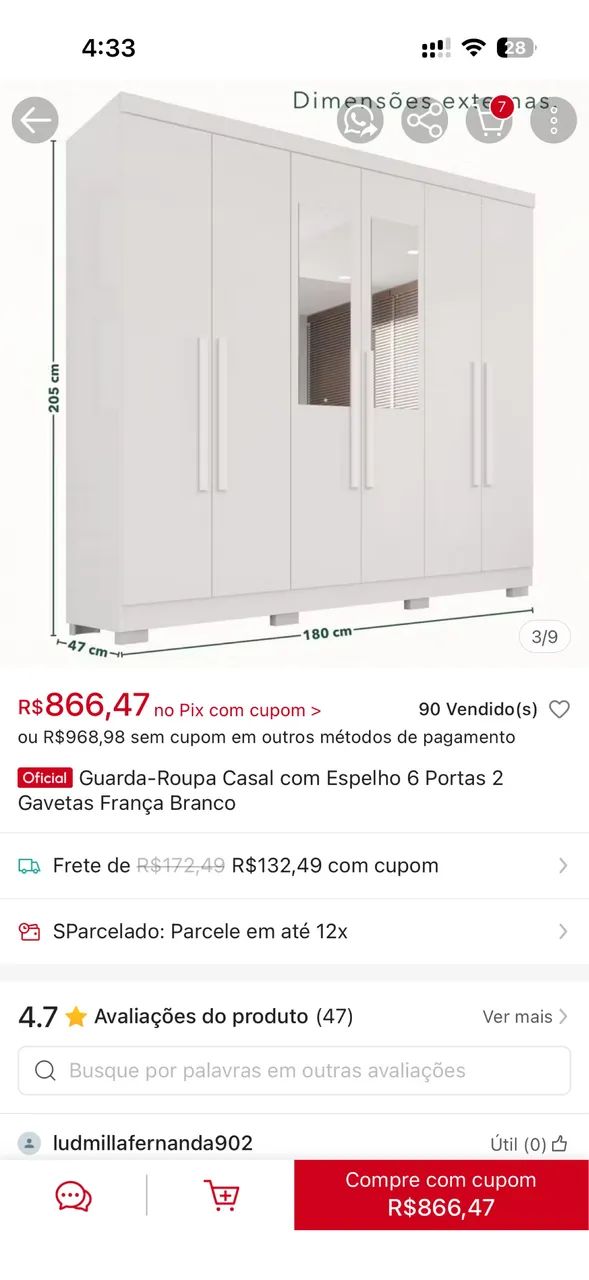 Guarda roupa casal  - Foto 4