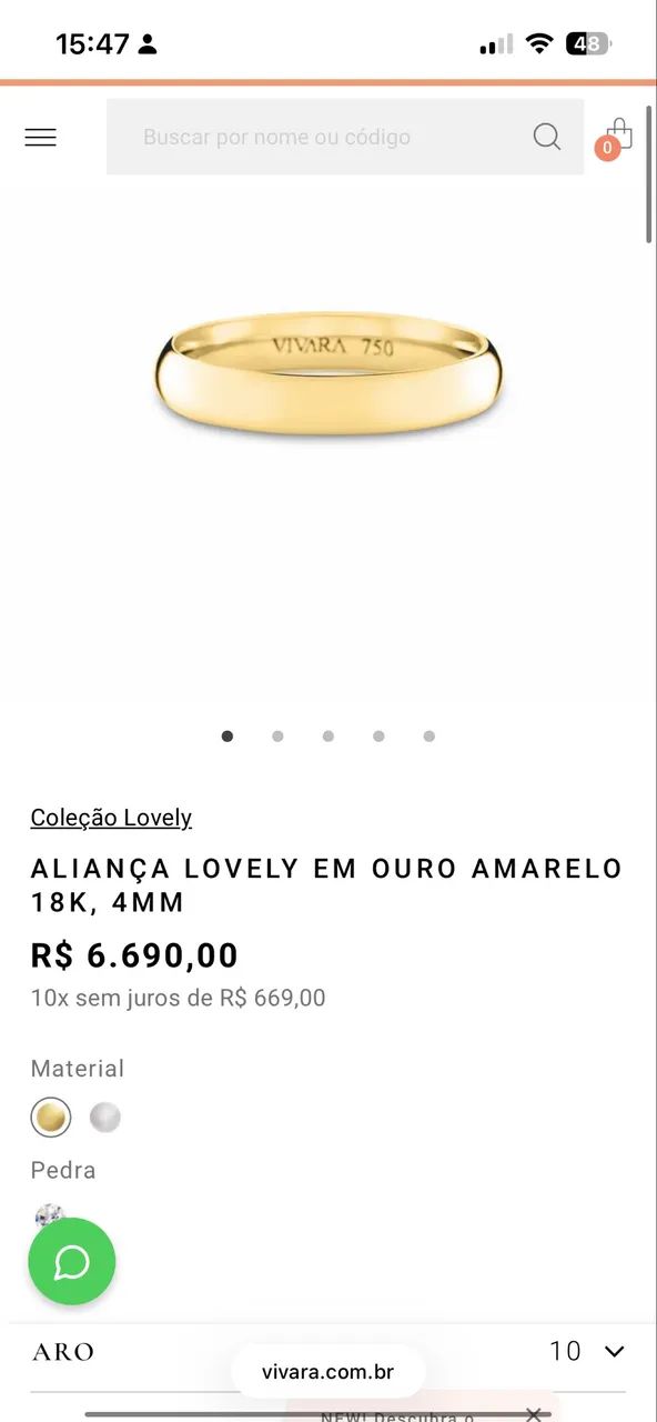 Aliança vivara ouro 18k 5g - Foto 2