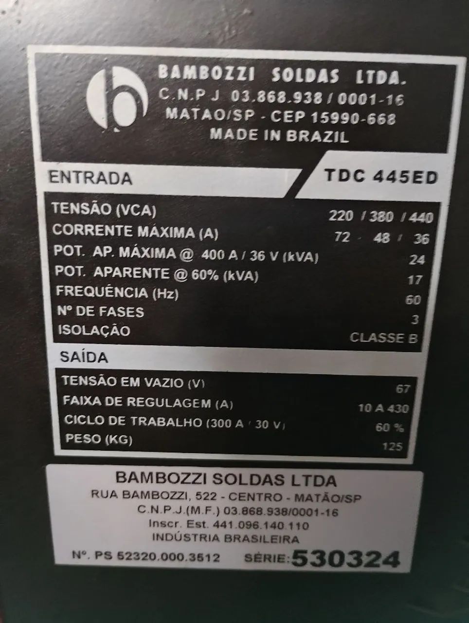 Vendo máquina de solda retificadora trifásica bambozzi 450 amperes  - Foto 6