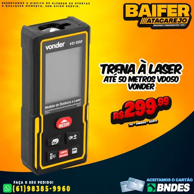 Trena à Laser Até 50 Metros VD050 Vonder
