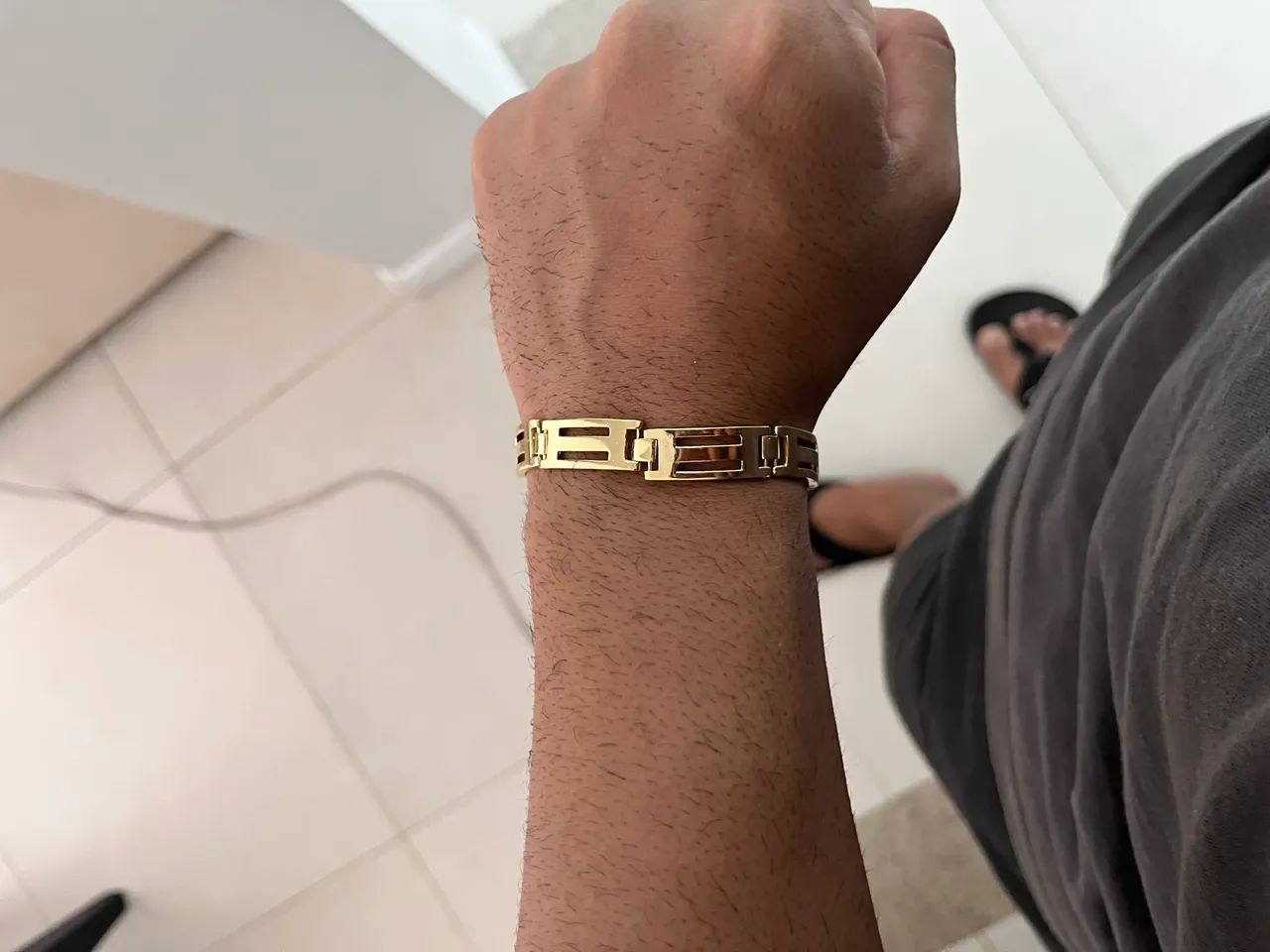 Bracelete masculino banhado a ouro  - Foto 4