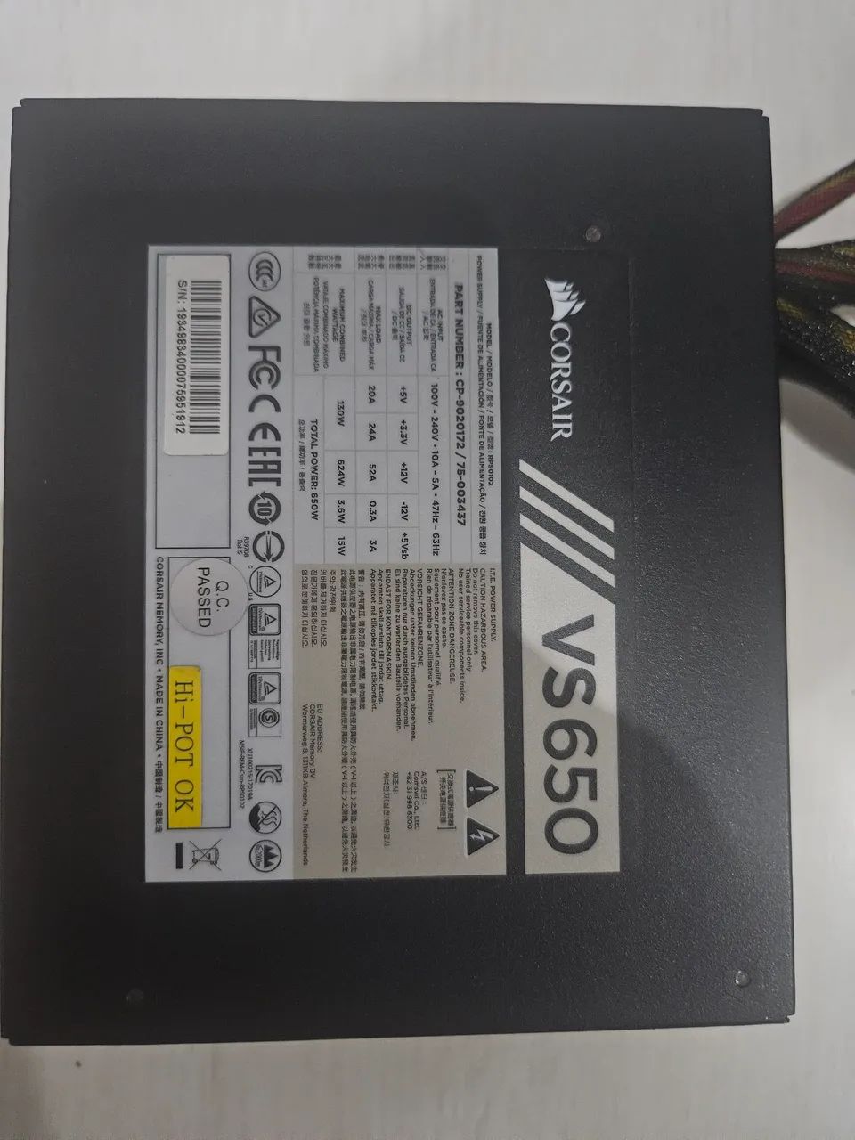 Fonte corsair vs 650 