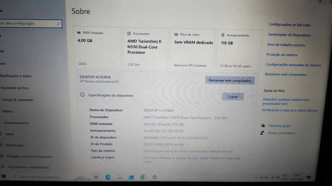 Notebook HP Dv6 SSD 128Gb - Foto 2