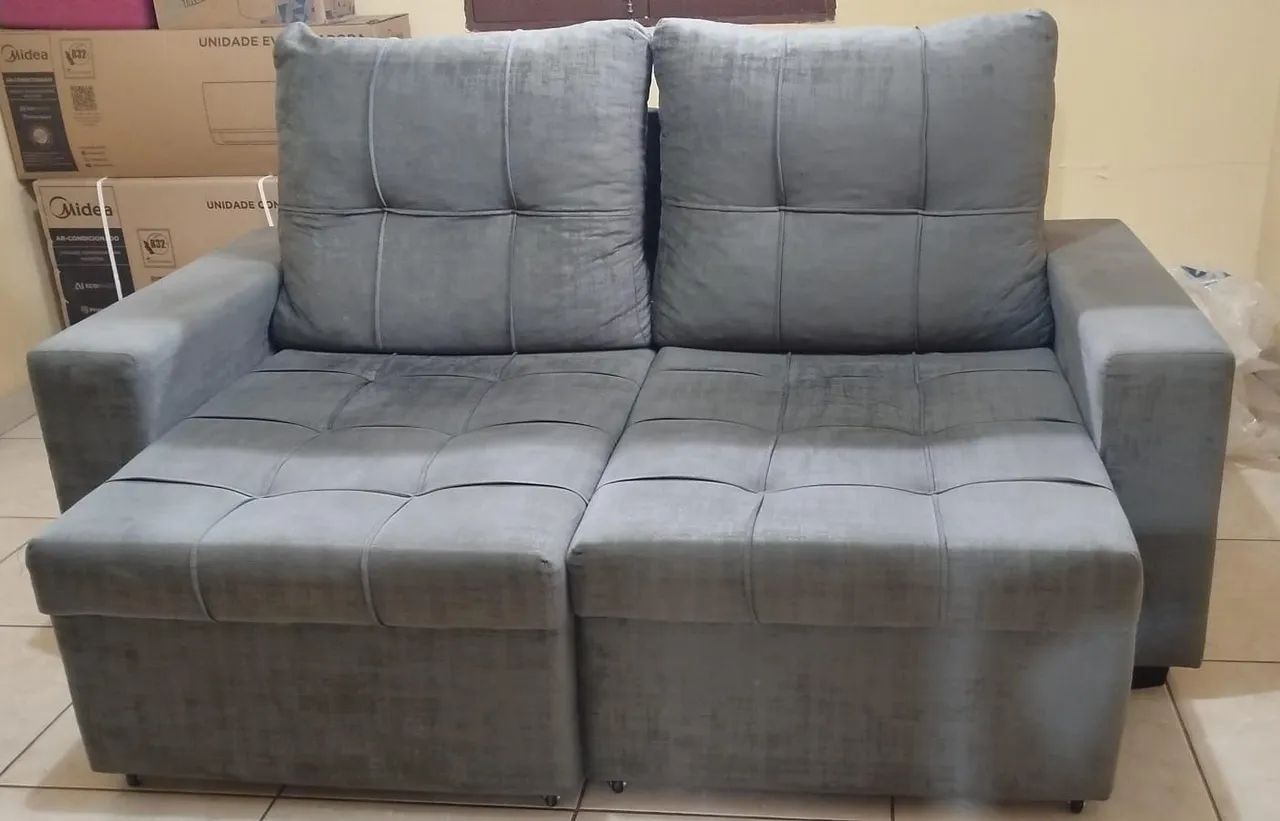 Desapego Sofá Retrátil em Suede cor cinza - Foto 2