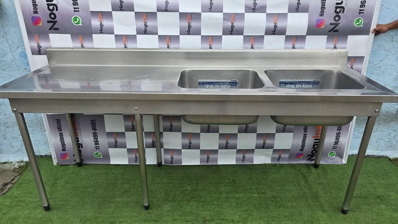 Pia industrial inox 2 cubas 