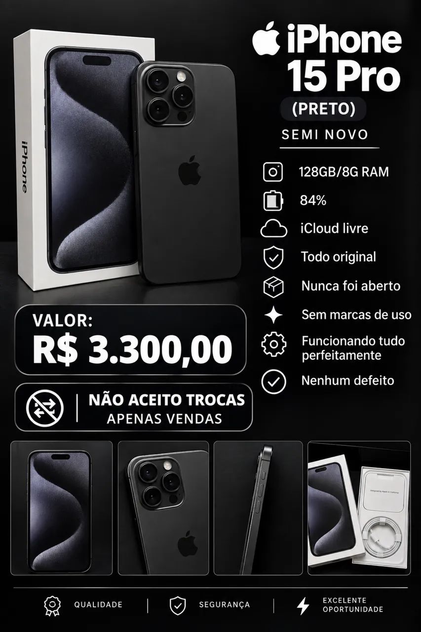 iPhone 15 PRO PRETO - Foto 2