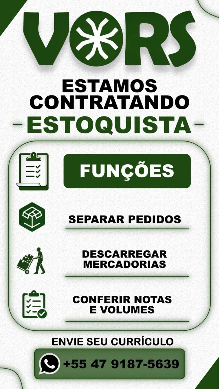 Vaga para Estoquista