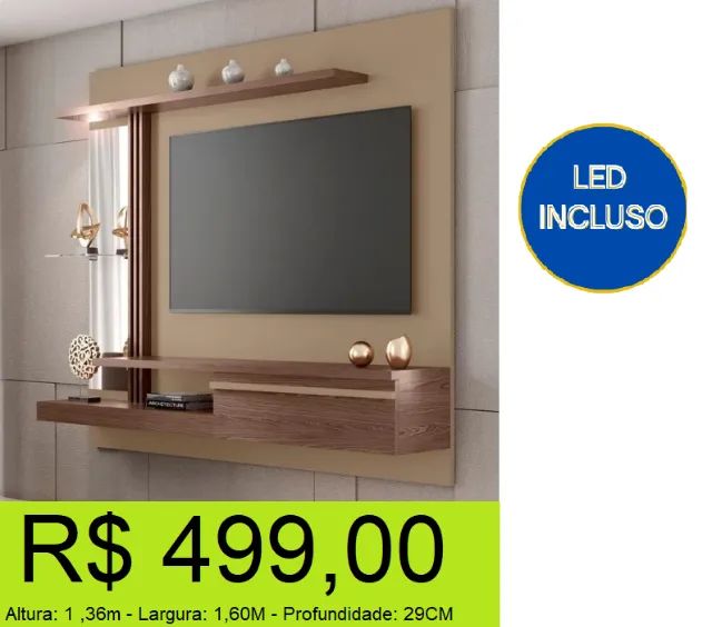 Painel com prateleira de vidro - Oferta imperdível