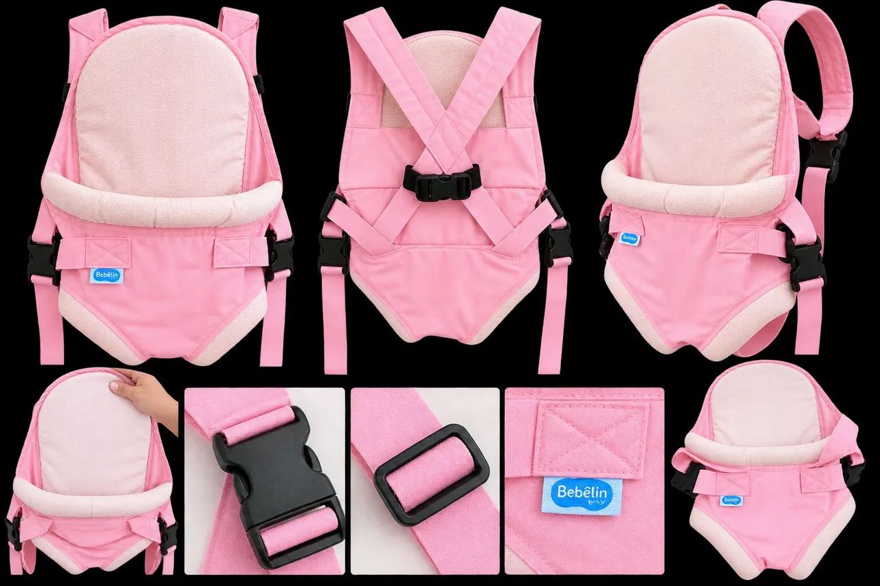 Canguru para bebê Bebelin Rosa - muito conservado  - Foto 3