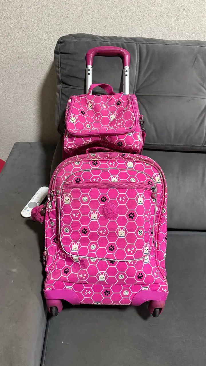 Kipling - kit mochila e lancheira - original 