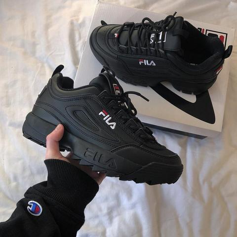 tenis fila negros hombre