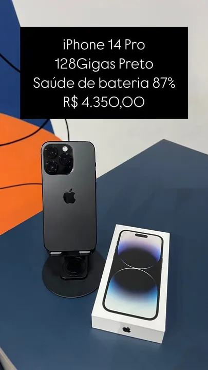 iPhone 14 Pro 256GB Branco Saúde de bateria 88% R$ 4.600,00 Semi