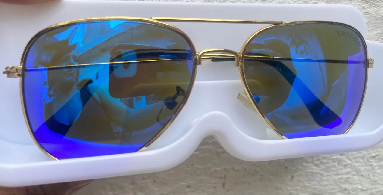 Óculos de Sol Aviador Espelhado Azul