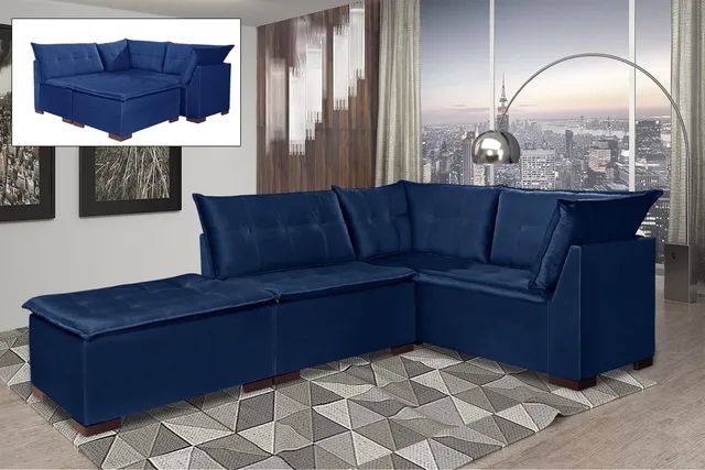 Sofá de Canto com Puff Saturno OFERTA p654 - Foto 3