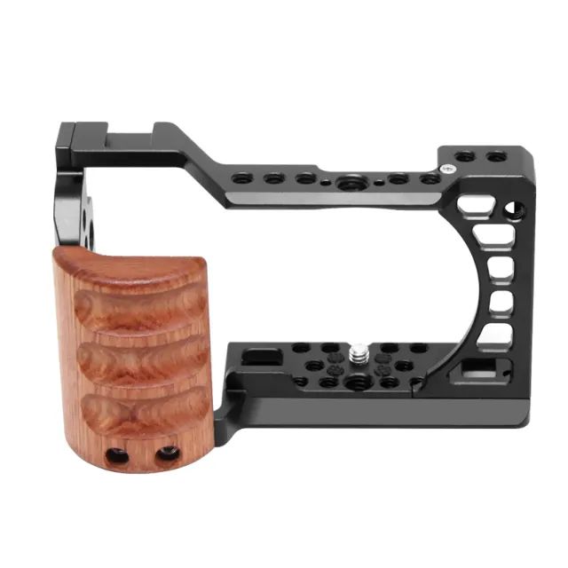 Cage Gaiola Para Sony A6400 A6500 A6300 A6000 Com Grip De Madeira - Foto 3