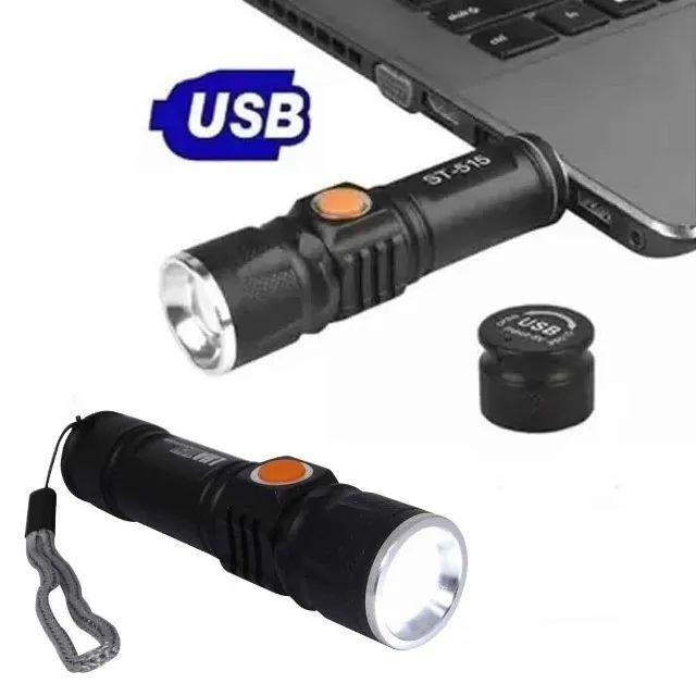 Mini Lanterna LED Zoom USB Recarregável - Foto 4