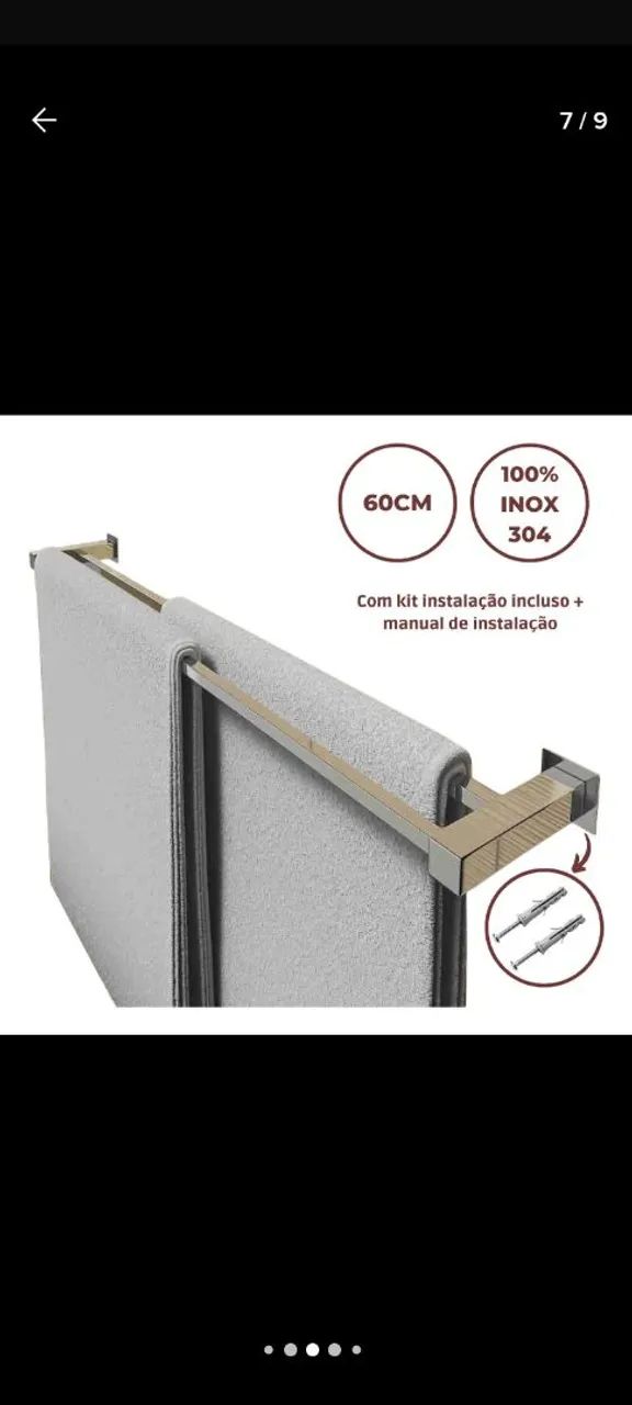Kit de Acessórios para Banheiro - Toalheiro, Porta Papel Higiênico e Gancho - Foto 2