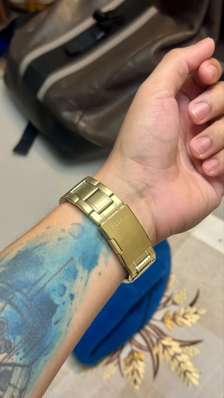 Relógio Cronógrafo Fossil Masculino - Dourado - Foto 2