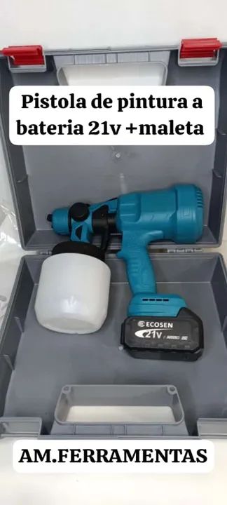Pistola de pintura a bateria 21v + maleta
