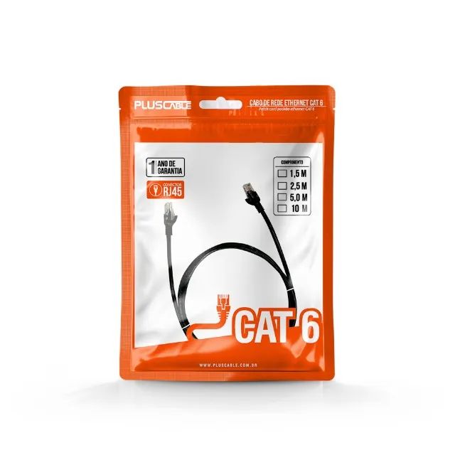 Cabo de Rede RJ-45 2.5M CAT6 PlusCable PC-ETH6U25BK Preto Patch Cord - WZetta - Foto 3