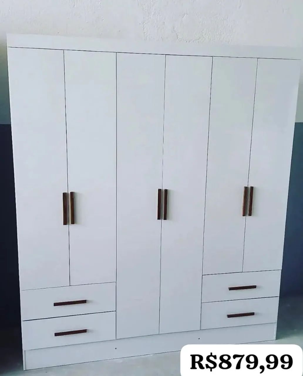 Guarda-Roupa Branco 6 Portas com Gavetas