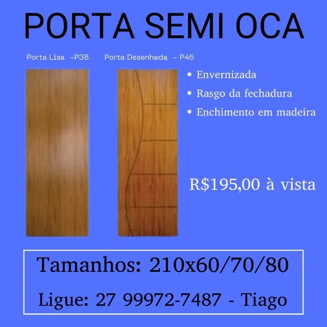 Portas semi ocas e Portas de Madeira Maciça Angelim Pedra e mais