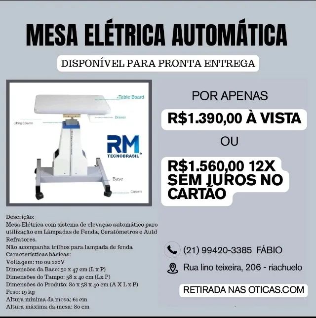 Mesa Eletrica Optometria/ Oftalmologia 