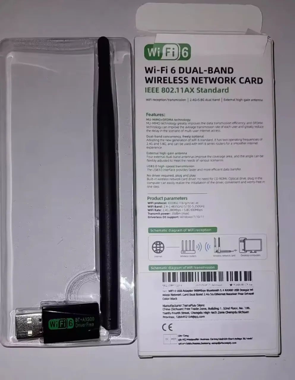 Adaptador USB WiFi 6 AX900 + Bluetooth 5.4 | Dual Band 5G Gamer | Plug & Play 
