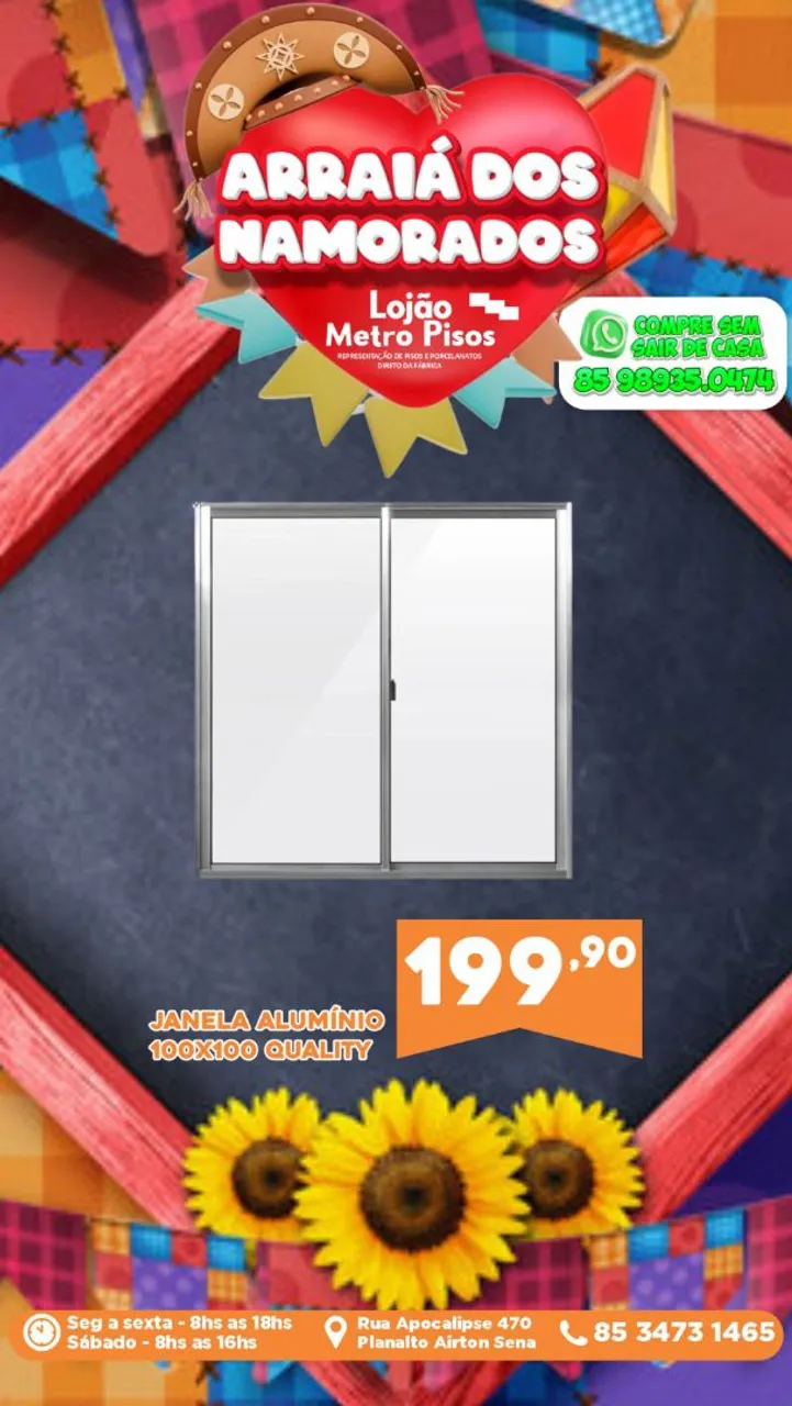 Janela Alumínio 100x100 Quality - Oferta Arraiá