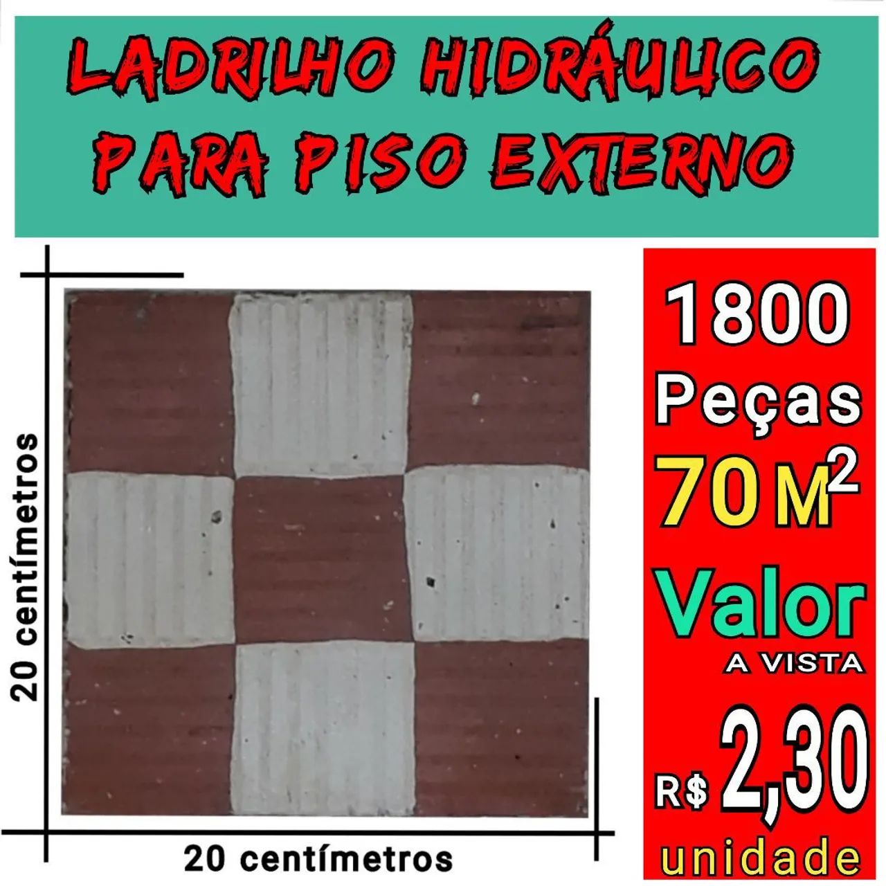 70 M2 (1800 PÇS) LADRILHO HIDRÁULICO PARA PISO USADO ANTIGO COM MAIS DE 80 ANOS 20 X 20 