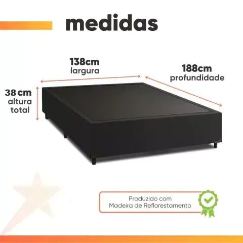 Cama Box Casal na cor preta