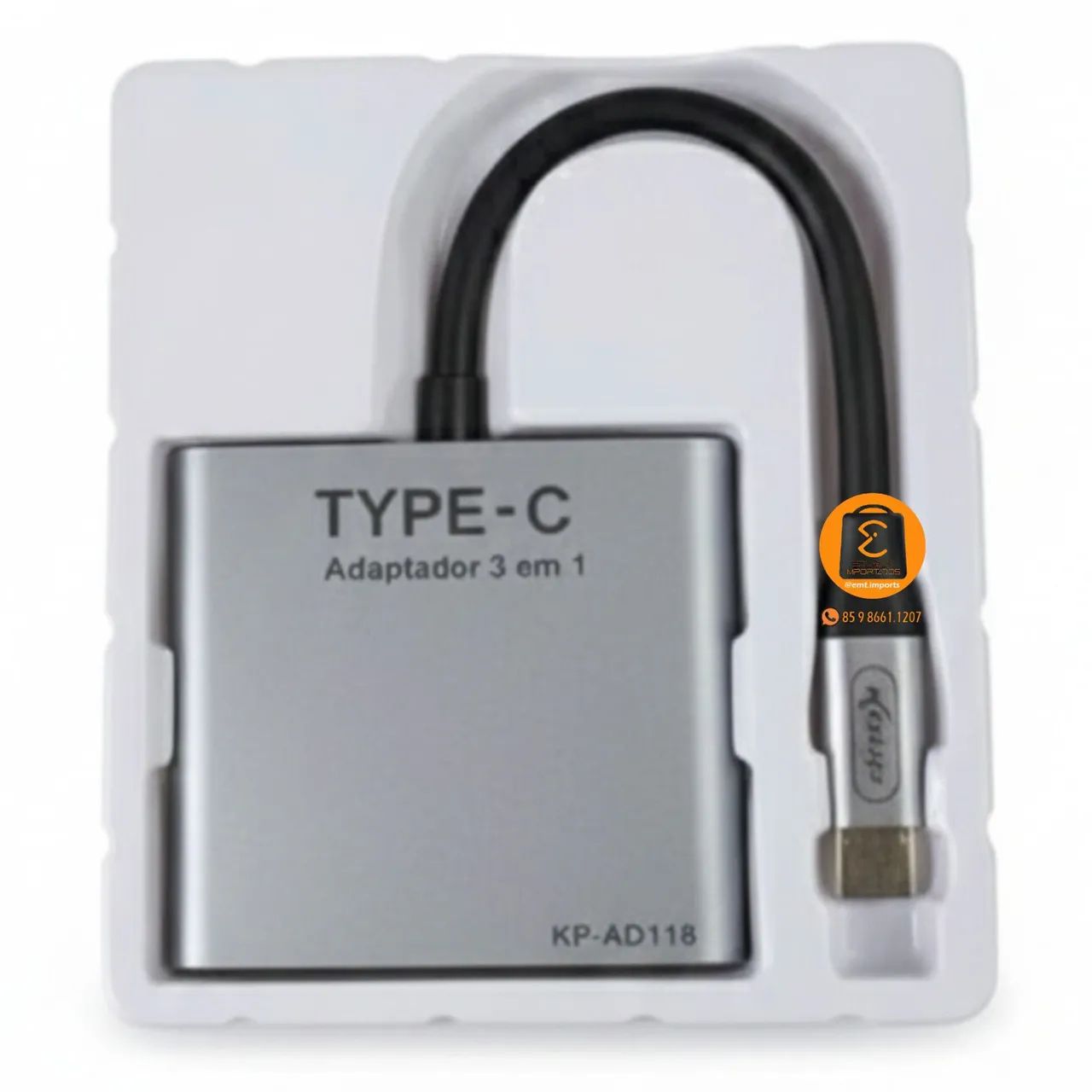 Adaptador, Conversor HDMI, USB 3.0 e TIPO-C (Transmitir tela 3 em 1) KP-AD118 - Foto 2