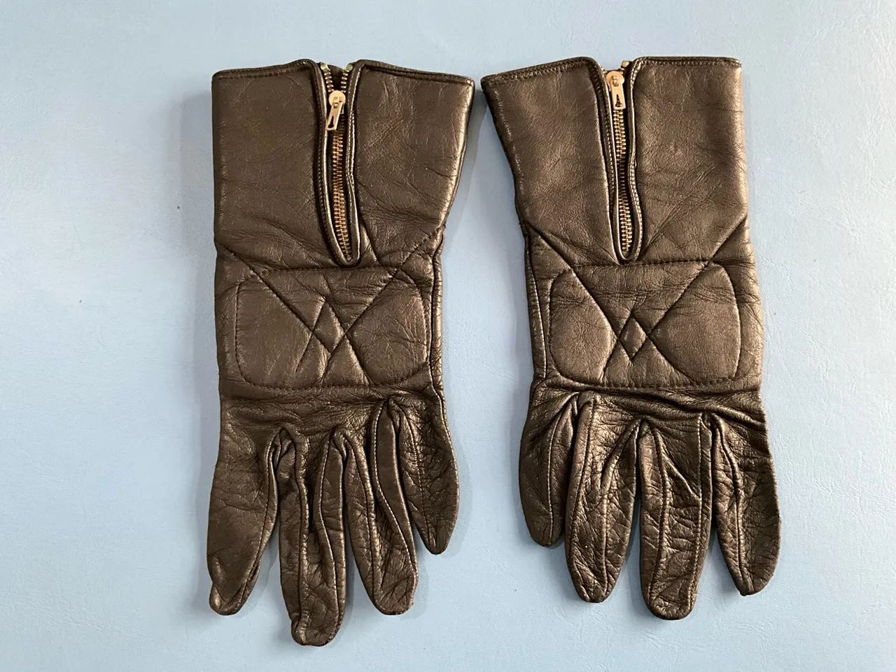 Luvas de couro  com zíper para motoqueira - Foto 2