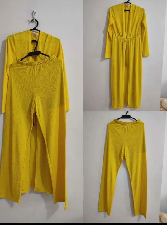 Conjunto de Calça e Cardigã Amarelo - Foto 2