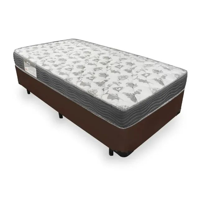 Base Box Solteiro Marrom com Colchão Solteiro D33 Ortobom - Entrega Rápida! 