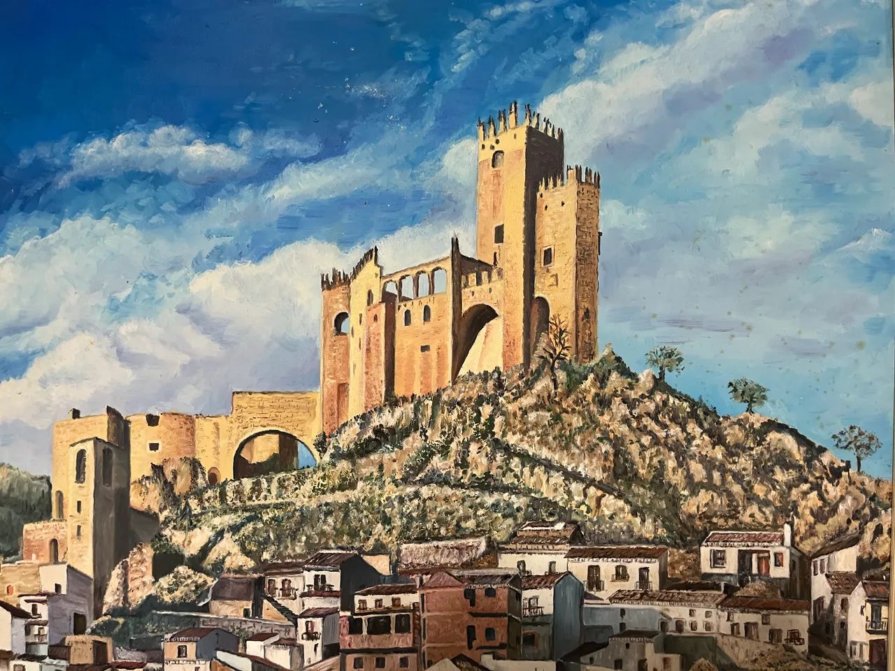 Quadro original - Castelo em Vila Espanhola
