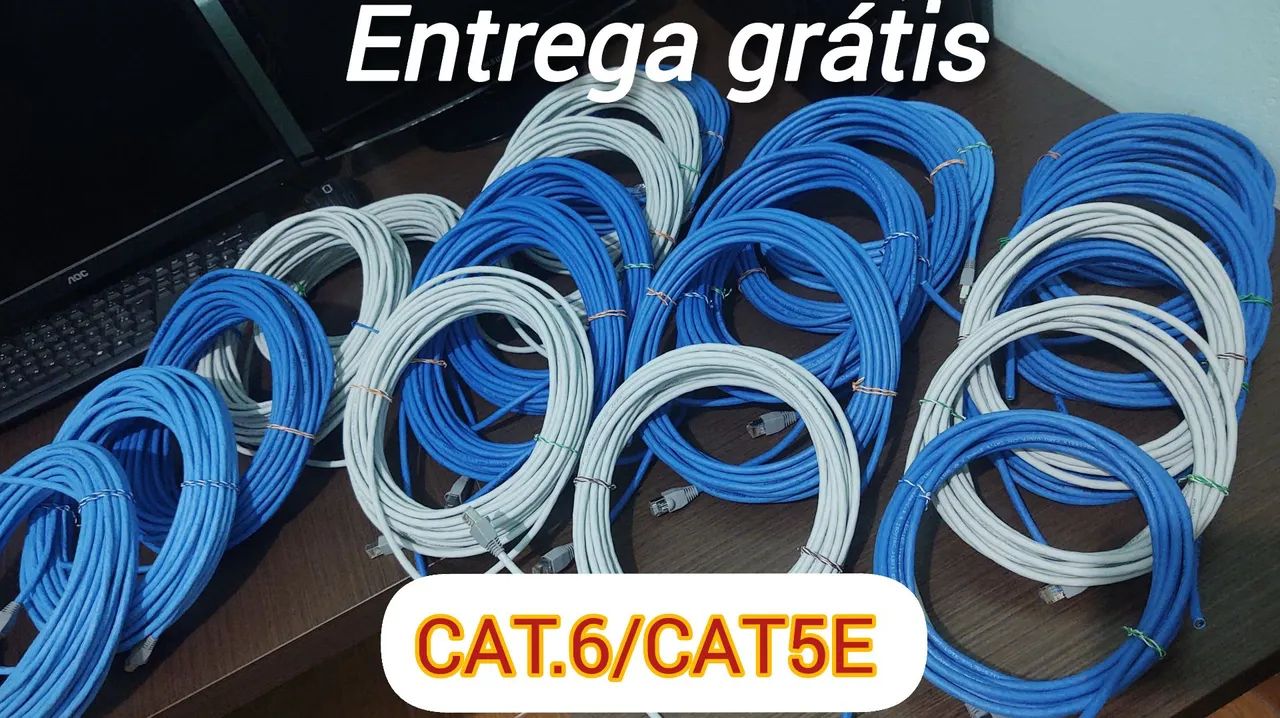 CABO DE REDE INTERNET CAT6 10GBPS LAN UTP RJ45 [5M-10M-15M-20M-25M-30M-40M.] Metros Cat.6<br>