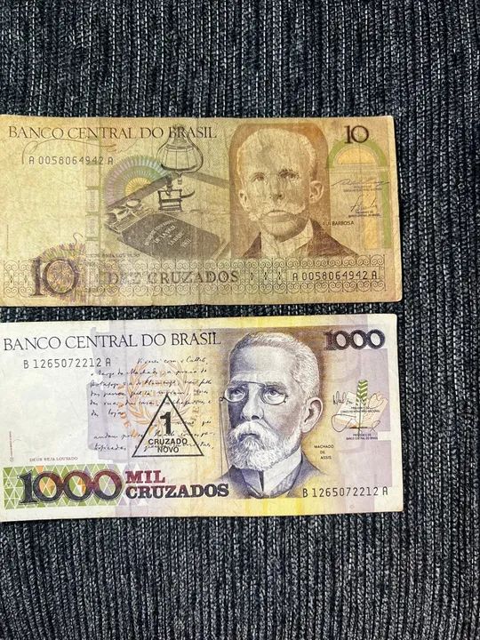 Notas Antigas Brasil 10 e 1000 Cruzeiros