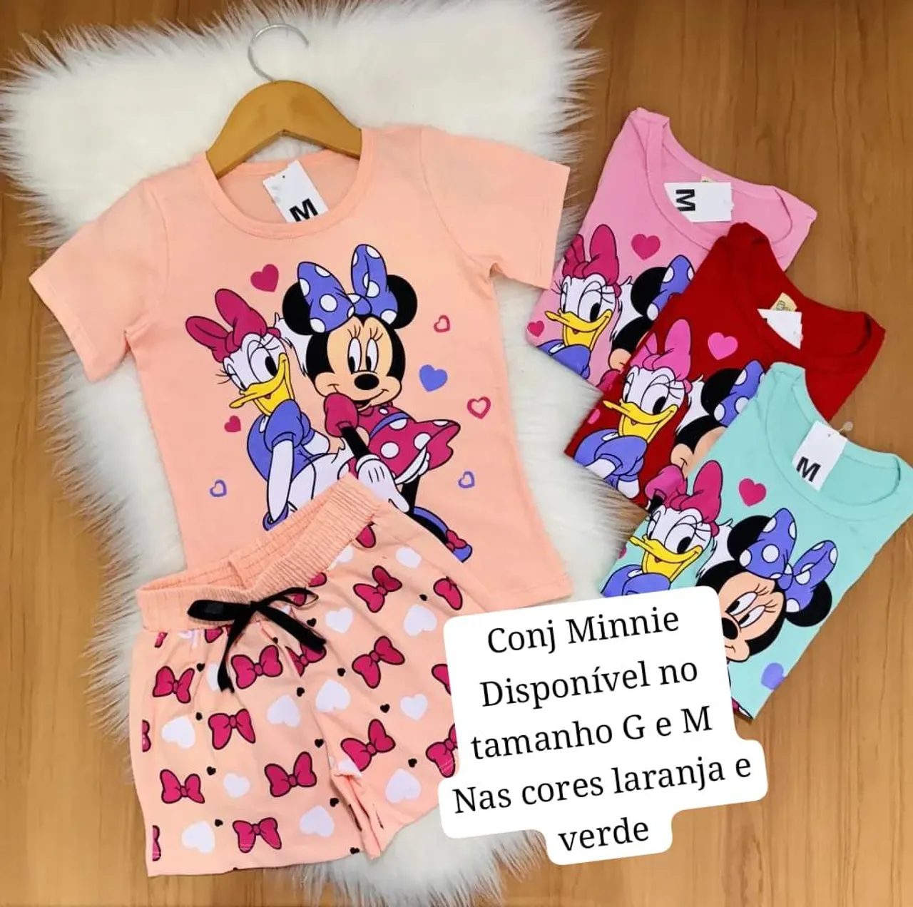 Conjunto Minnie Disponível em Laranja e Verde