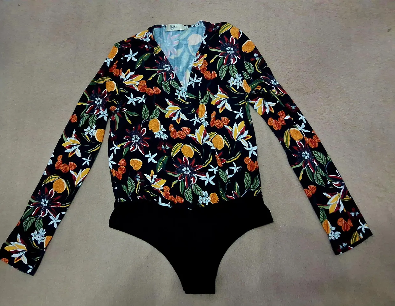 Body de manga comprida floral