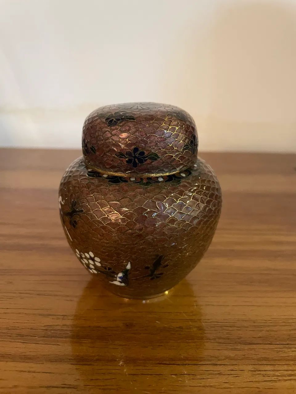 Pote cloisonné em metal - 9 cm - Foto 2