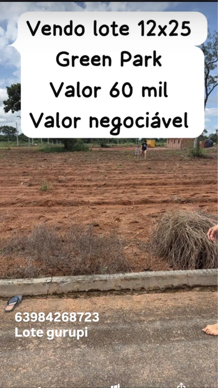 VENDO LOTE 12 x 25 Green Park GURUPI TO