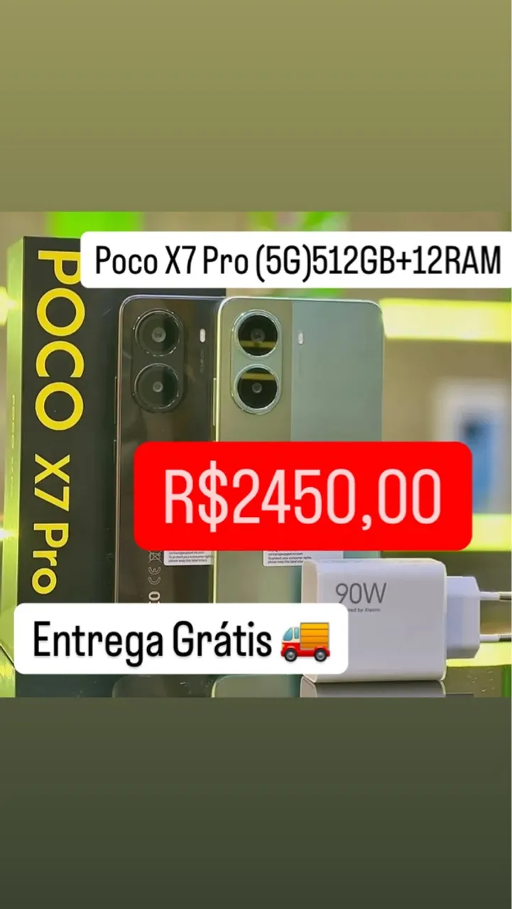 Poco x7 Pro NFC (5G)512GB+12GB RAM Novo Verde Preto Entregamos