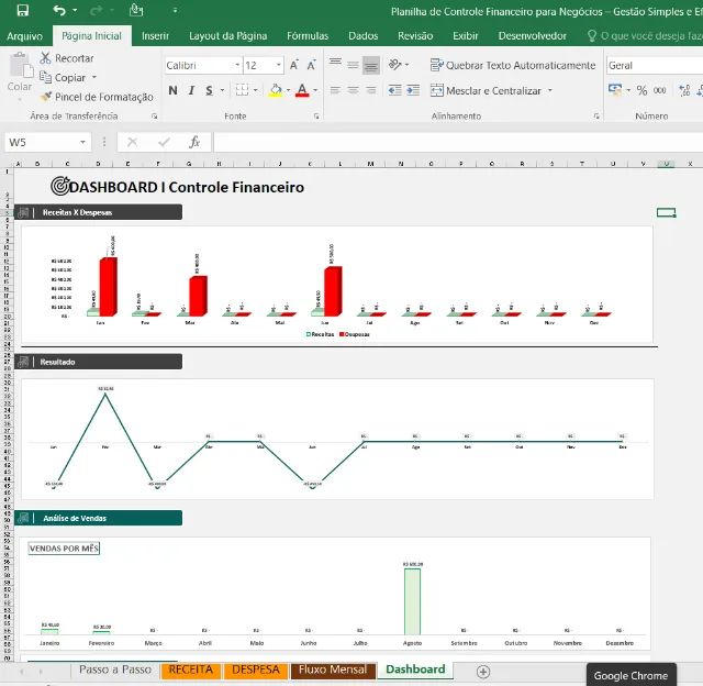 Dashboard - Planilha de Controle Financeiro para Negócios - Gestão Simples e Eficiente - Foto 2