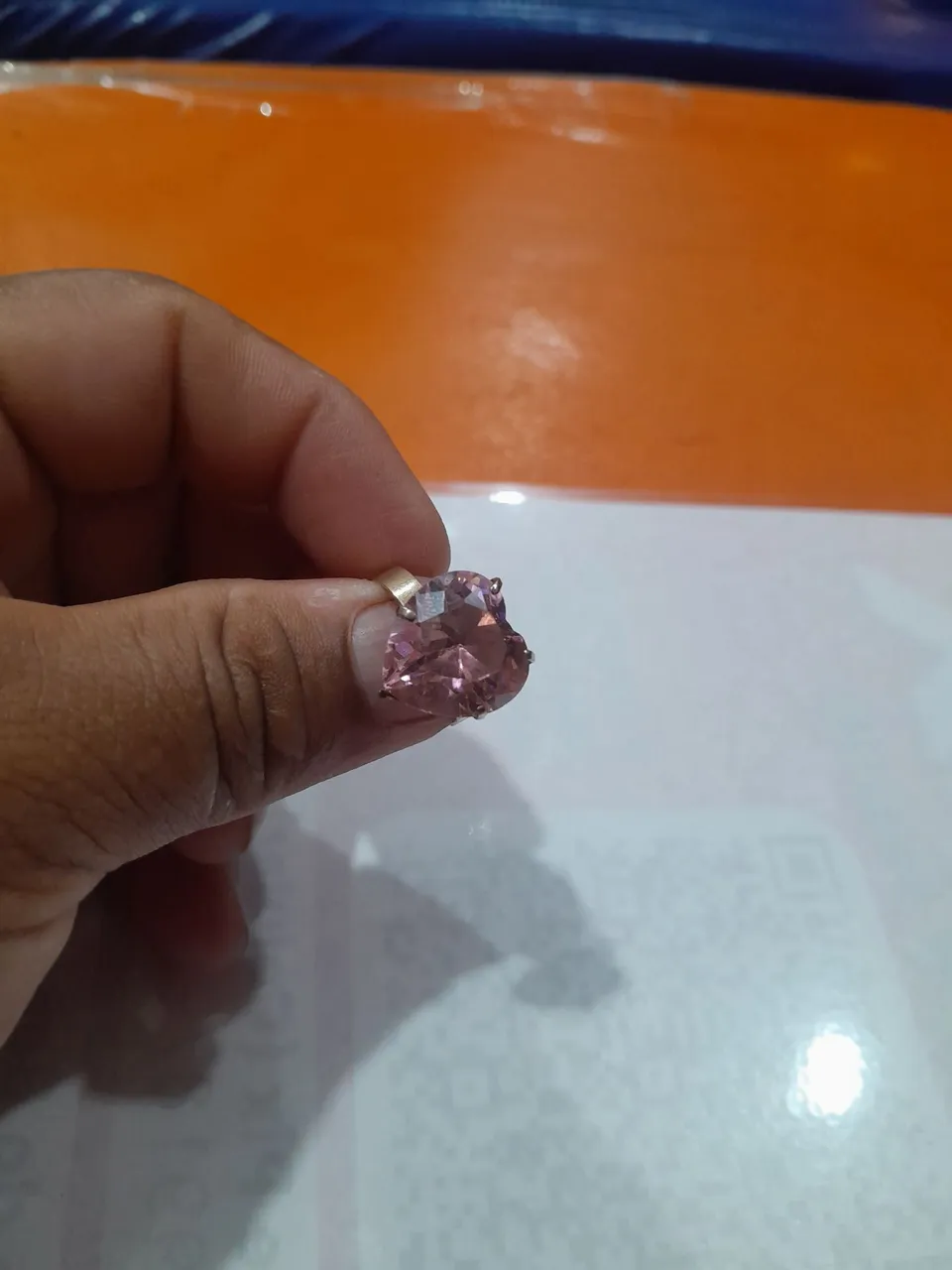 Anel pedra rosa