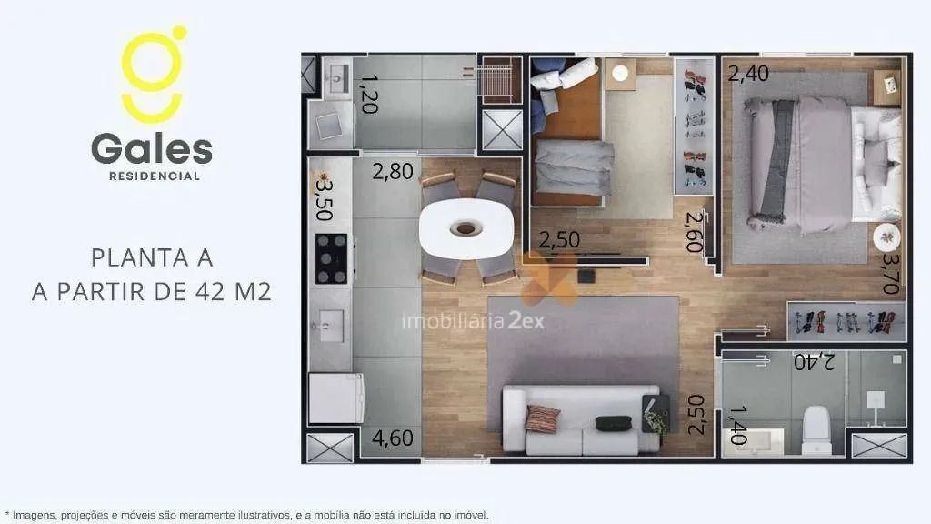Apartamento com 2 dormitórios à venda, 42 m² por R$ 262.990,00 - Weissópolis - Pinhais/PR - Foto 2