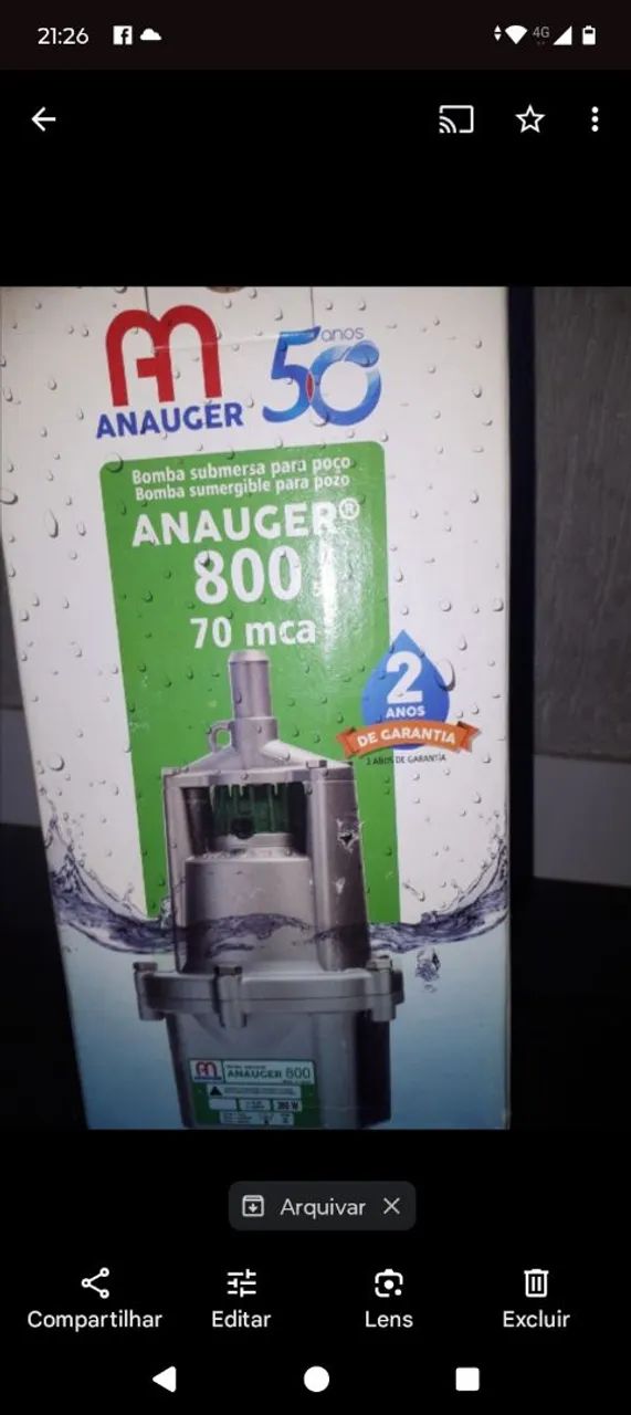 Bomba  SAPO Submersível Anauger 800