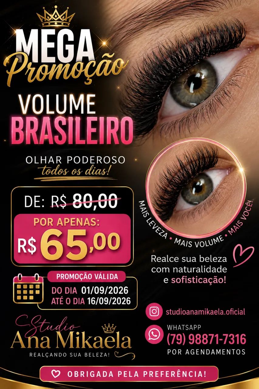 Extensão de cílios volume brasileiro 