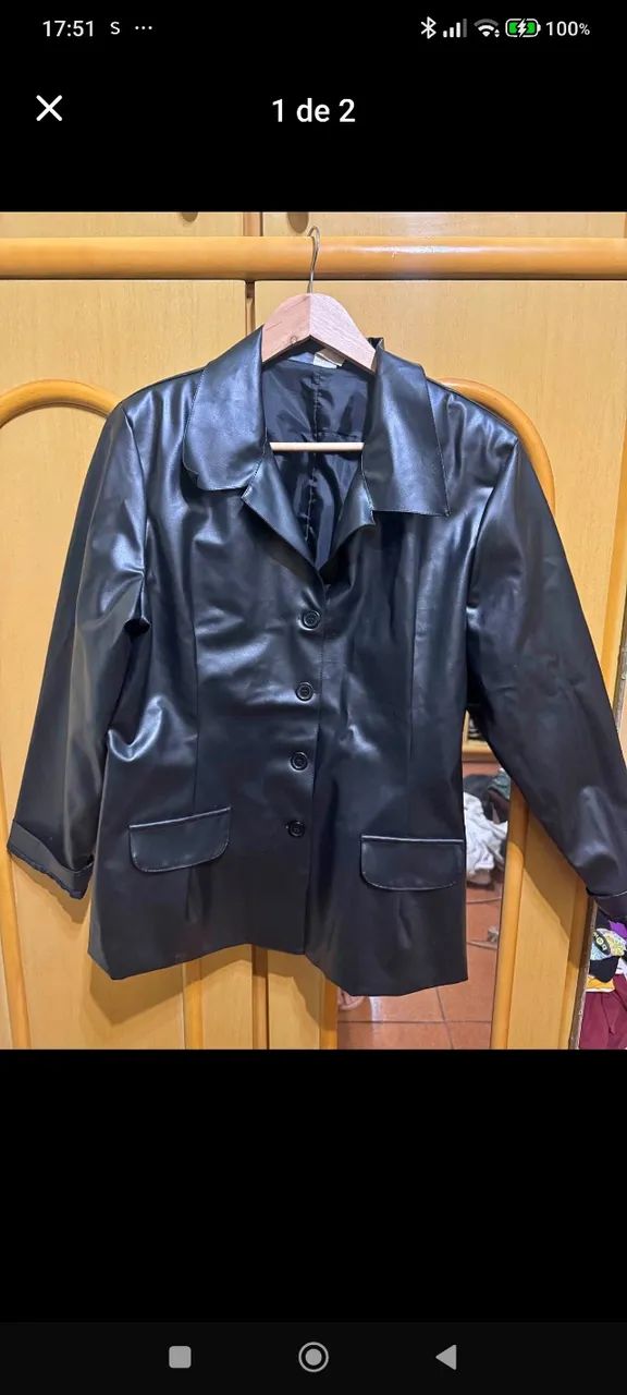 Blazer de couro sintético 